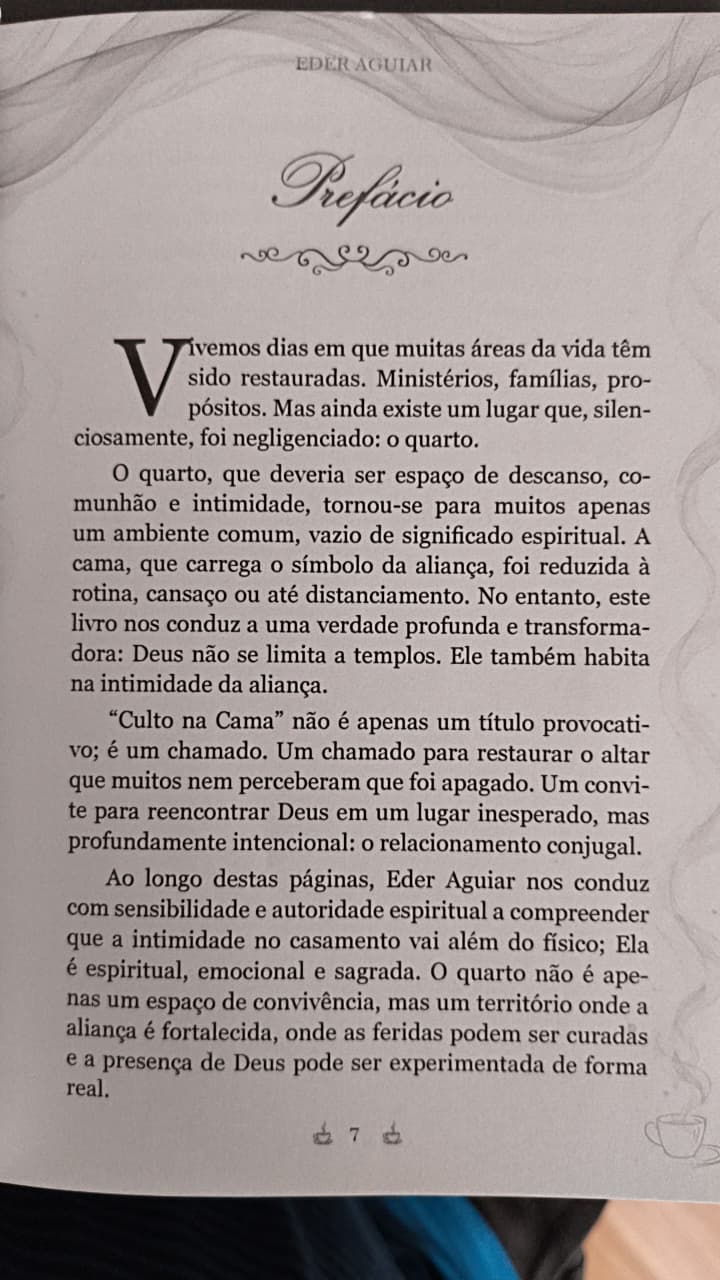 Primeira página do prefácio de Culto na Cama